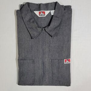 Vintage Ben Davis (Men's XXL) Quarter Zip Short Sleeve Work Shirt Gray